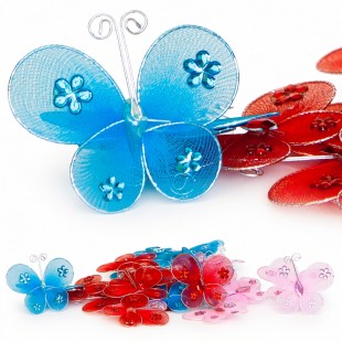 Fluturi decorativi din tul multicolori (30 buc)